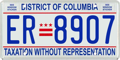 DC license plate ER8907