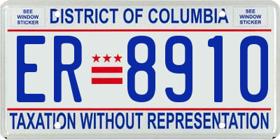 DC license plate ER8910