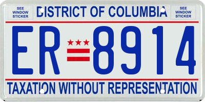 DC license plate ER8914