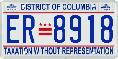 DC license plate ER8918