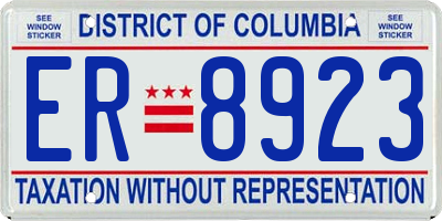 DC license plate ER8923