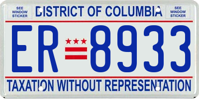 DC license plate ER8933