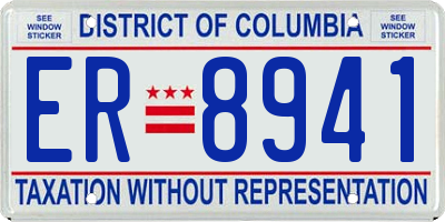 DC license plate ER8941