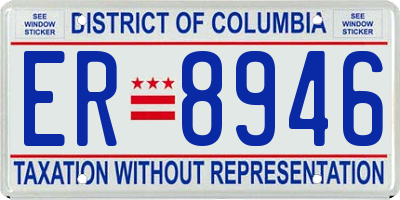 DC license plate ER8946