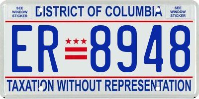 DC license plate ER8948