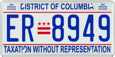 DC license plate ER8949