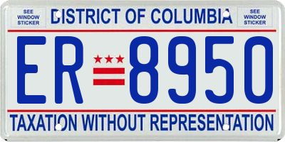 DC license plate ER8950