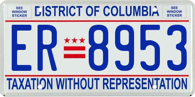 DC license plate ER8953