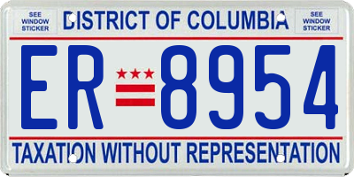 DC license plate ER8954