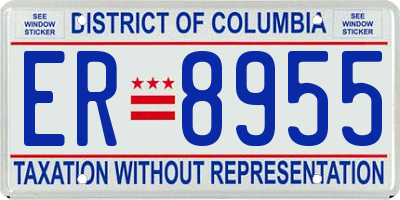 DC license plate ER8955