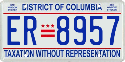 DC license plate ER8957