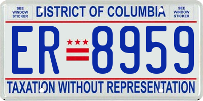 DC license plate ER8959