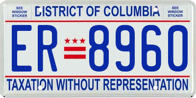 DC license plate ER8960