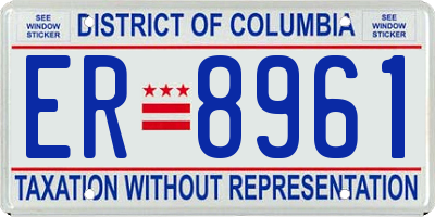 DC license plate ER8961