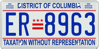DC license plate ER8963