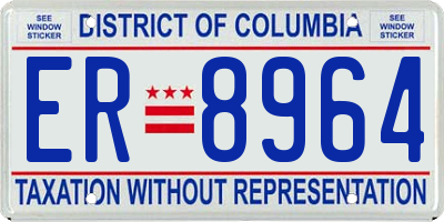 DC license plate ER8964