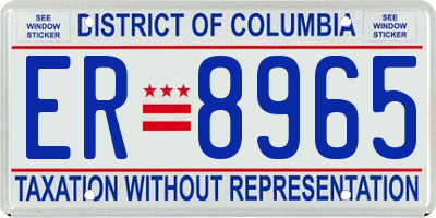 DC license plate ER8965