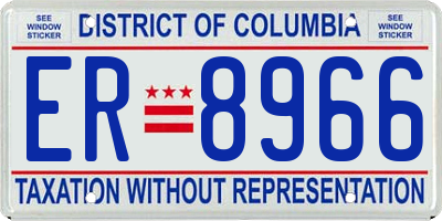 DC license plate ER8966