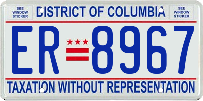 DC license plate ER8967