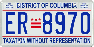 DC license plate ER8970