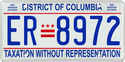 DC license plate ER8972