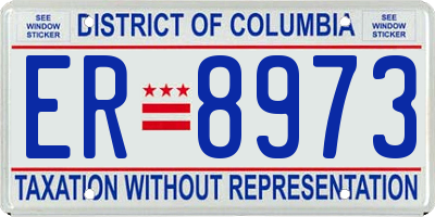 DC license plate ER8973