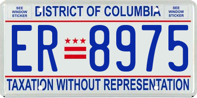 DC license plate ER8975