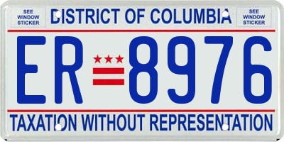 DC license plate ER8976