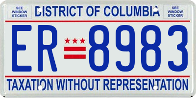 DC license plate ER8983