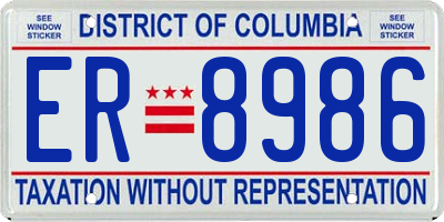 DC license plate ER8986