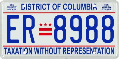 DC license plate ER8988
