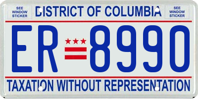 DC license plate ER8990