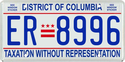 DC license plate ER8996