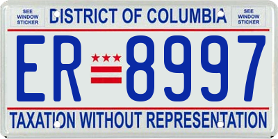 DC license plate ER8997