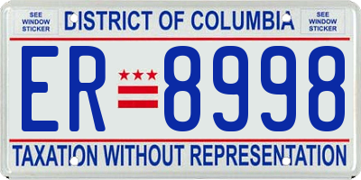 DC license plate ER8998