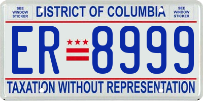 DC license plate ER8999