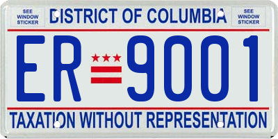 DC license plate ER9001