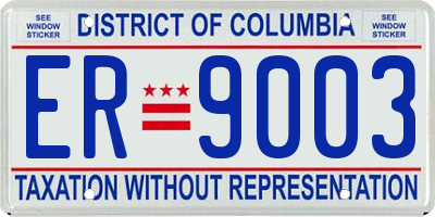 DC license plate ER9003
