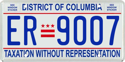 DC license plate ER9007