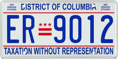 DC license plate ER9012