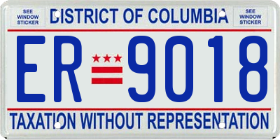 DC license plate ER9018
