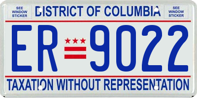 DC license plate ER9022