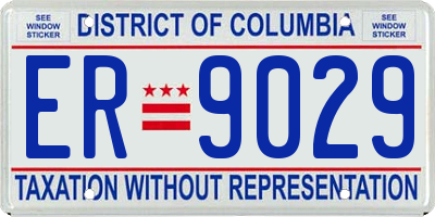 DC license plate ER9029