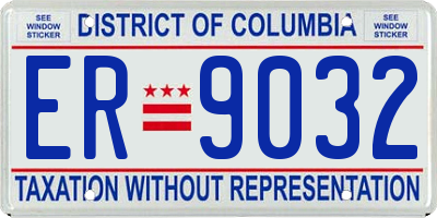 DC license plate ER9032