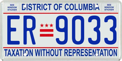 DC license plate ER9033