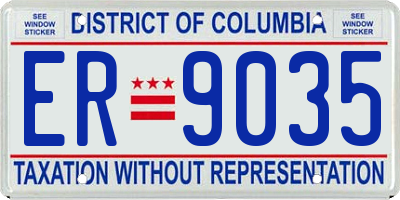 DC license plate ER9035