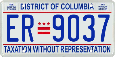 DC license plate ER9037