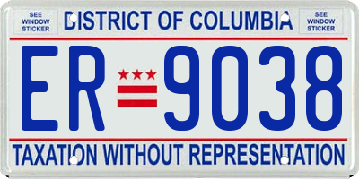DC license plate ER9038