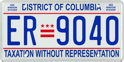 DC license plate ER9040