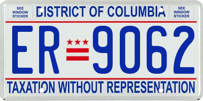 DC license plate ER9062